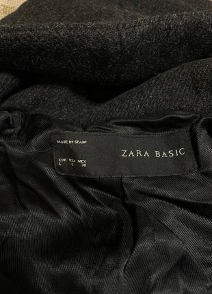 Шерстяное пальто с капюшоном zara l6 фото