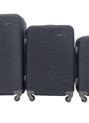 Пластиковый прочный дорожный чемодан на колесиках carbon 147 m цвет черный чемоданчик на 4 колесах средний м6 фото