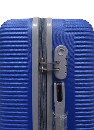 Велика дорожня пластикова валіза на 4 колесах розмір l milano синя валіза чотириколісна чемодан на колесах4 фото