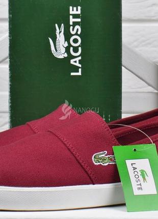 Кеды мужские текстильные lacoste ortholite бордовые2 фото