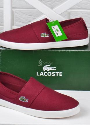 Кеды мужские текстильные lacoste ortholite бордовые4 фото