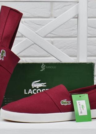 Кеды мужские текстильные lacoste ortholite бордовые