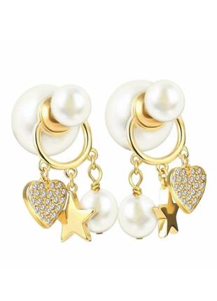 Серьги диор серьги в стиле dior золотые пусеты с жемчужинами жемчугом