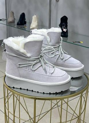 Зимові чоботи черевики натуральні замша та хутро