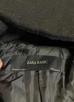 Черное шерстяное полупальто zara xs с капюшоном6 фото