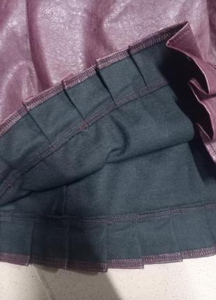 Красивая современная юбка из эко кожи (цвет больше вишневый)2 фото