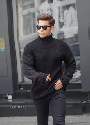 Чорний чоловічий светр чоловічий оверсайз