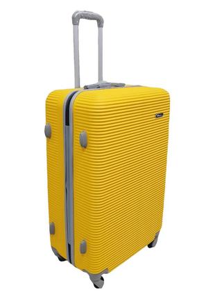 Большой дорожный пластиковый чемодан на 4 колесах размер l carbon чемодан четырехколесный цвет желтый 4 колеса3 фото