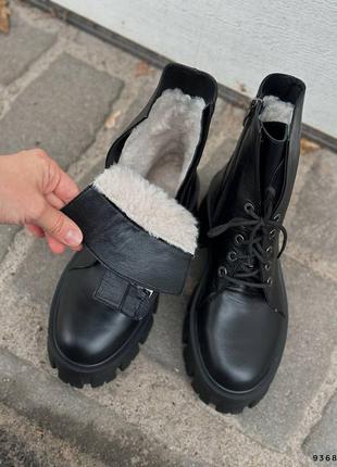 Зимние кожаные ботинки, нат.шерсть8 фото