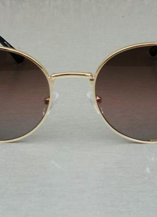 Jimmy choo очки женские солнцезащитные круглые коричневые в золотой металлической оправе2 фото