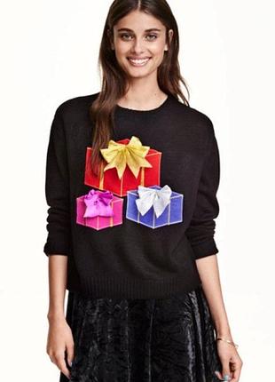 Кофточка полувер принт "подарок" новогодний