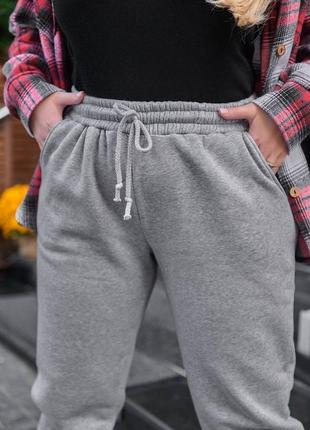 Карго брюки на флисе теплые брюки карго карманы спортивные высокая посадка резинки манжеты брюки джоггеры оверсайз9 фото