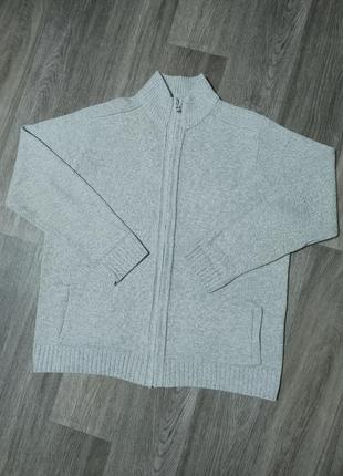 Мужской свитер / m&s / джемпер /серый бежевый свитер на молнии / мужская одежда / кофта