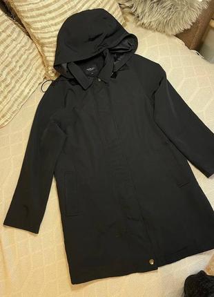 Черный плащ куртка kappahl s-m с капюшоном