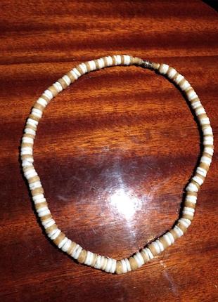 Намисто ретро. білий корал/кераміка. 45см.