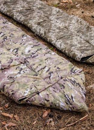 Зимний военный спальный мешок 220х75 до -15 армейский спальник пиксель всу теплый...