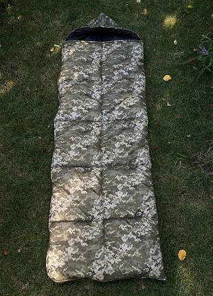 Зимний военный спальный мешок 220х75 до -15 армейский спальник пиксель всу теплый...