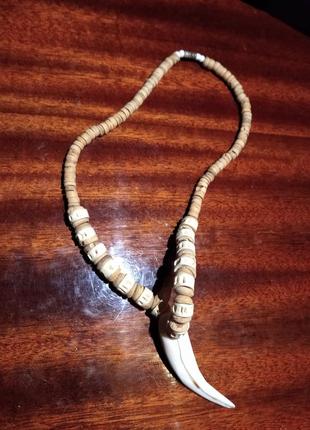 Кольє ретро. натуральний клик/кераміка. 42см.