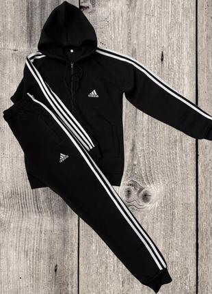 Костюм спортивный мужской теплый adidas m-xxxl арт.1174, 50, xl, черный