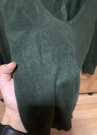 Зеленый свитерик кофта т-образный вырез3 фото