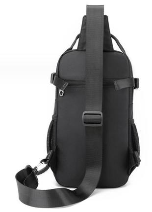 Однолямочный рюкзак сумка mackros 1702 мужской городской влагостойкий черный 5л4 фото