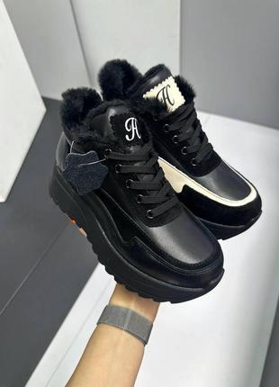 Спортивные ботинки "regina", черные, натуральная кожа/замша, зима9 фото