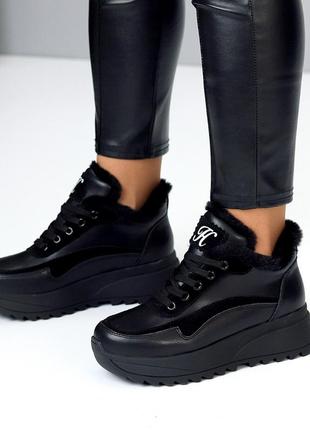 Спортивные ботинки "regina", черные, натуральная кожа/замша, зима6 фото