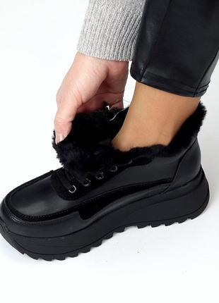 Спортивные ботинки "regina", черные, натуральная кожа/замша, зима8 фото