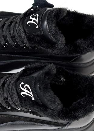 Спортивные ботинки "regina", черные, натуральная кожа/замша, зима7 фото