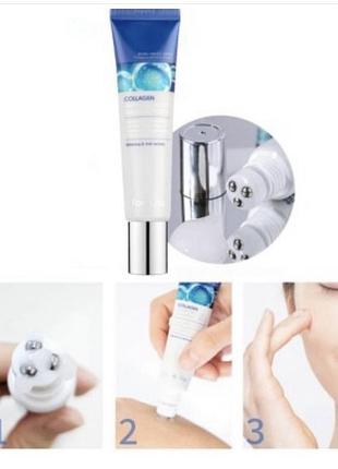 Сироватка-ролик для шкіри навколо очей з колагеном farmstay collagen water full moist rolling eye serum, 25 мл2 фото