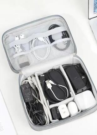 Сумка-органайскр, кейс для хранения кабелей/ сумка органайзер в дорогу/дорожей органайзер для кабелей/usb6 фото