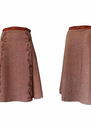 Шерстяная юбка миди вышивка юбка трапеция florence & fred офисная юбка стиль manoush3 фото