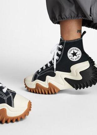 Converse run star motion hi black масивні жіночі кеди конверс чорні на високій підошві массивные черные кеды на высокой подошве9 фото