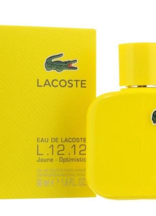 Чоловіча туалетна вода lacoste l. 12.12 yellow (jaune) 100 мл