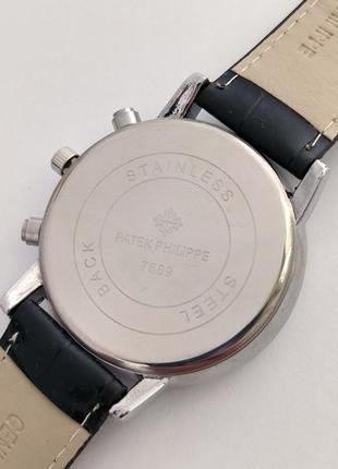 Серебристые мужские наручные часы с черным циферблатом, на черном ремешке5 фото