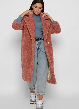 Женская зимняя эко шуба персиковая | 73616