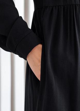 Демисезонное платье миди фрей длины штапельное с поясом 42-56 размеры черный6 фото