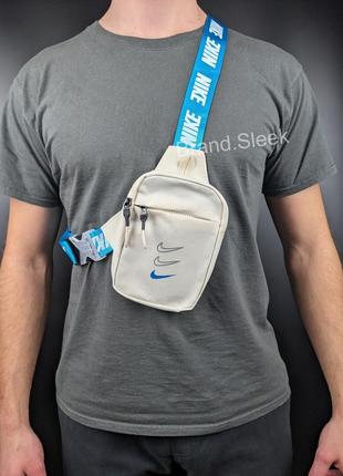 Сумка nike mini bag swoosh, молочна, месенджер, сумка через плече, барсетка найк2 фото