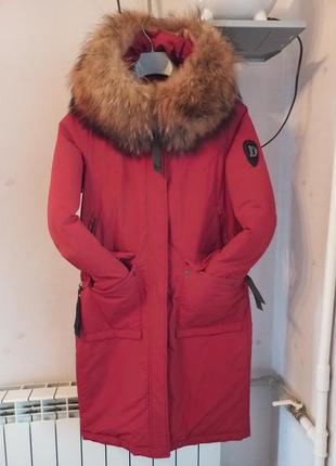 Парка зимняя куртка s, m миди с натуральным мехом1 фото
