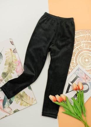 Черные теплые велюровые лосины на флисе, утепленные леггинсы велюр на меху