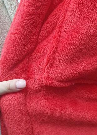 Красный/большой крупный длинный махровый теплый халат с капюшоном s-6xl есть цвета3 фото