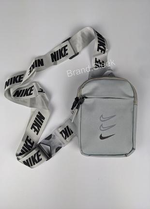 Сумка nike mini bag swoosh, серая, мессенджер, сумка через плечо, барсетка найк, серая4 фото