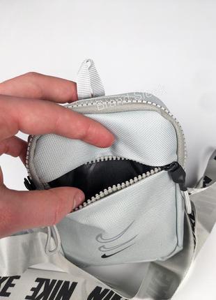 Сумка nike mini bag swoosh, серая, мессенджер, сумка через плечо, барсетка найк, серая8 фото