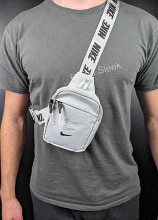 Сумка nike mini bag swoosh, серая, мессенджер, сумка через плечо, барсетка найк, серая3 фото