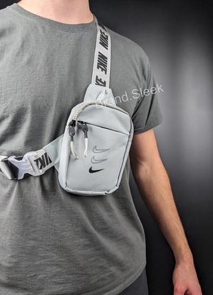 Сумка nike mini bag swoosh, серая, мессенджер, сумка через плечо, барсетка найк, серая2 фото