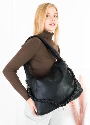Женская черная сумка экокожа большая