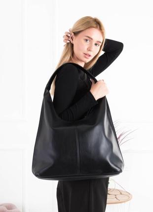 Женская черная сумка большая экокожа