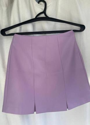 Новые юбки мини из качественной экокожи. в сиреневом (лиловом) и синем (электрик цвете).5 фото