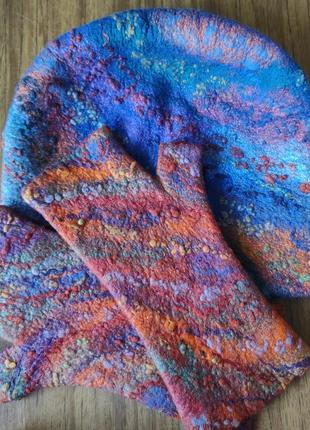 Набір валяні шапка та мітенки ручної роботи