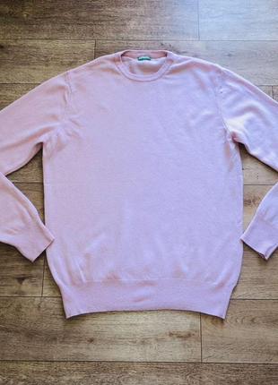 Розовый женский шерстяной свободный свитер,джемпер !benetton!4 фото